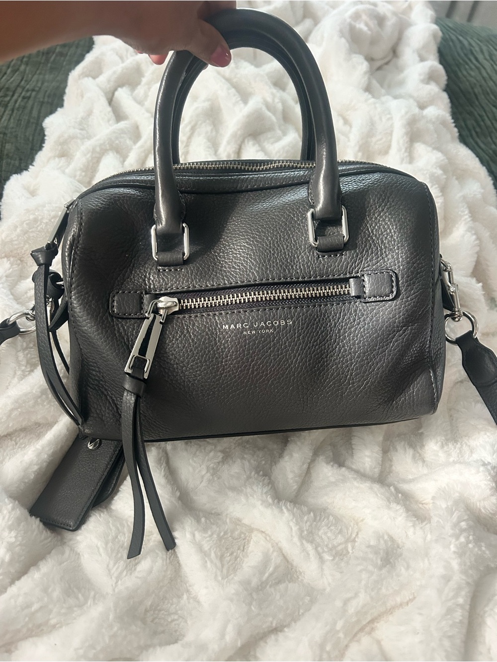 Marc Jacobs Black Pebbled Leather Bowling Bag